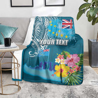 Personalised Tuvalu Independence Day Blanket Tuvaluan Tribal Flag Style
