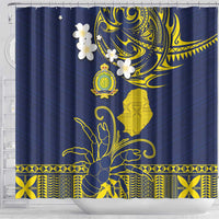 Niue Independence Day Shower Curtain Hiapo Pattern Fiti Pua and Uga
