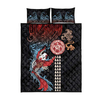 Hawaii and Japanese Together Quilt Bed Set Koi Fish and Kakau Pattern