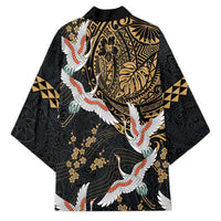 Hawaii and Japanese Together Kimono Cranes Birds with Kakau Pattern - Polynesian Pride