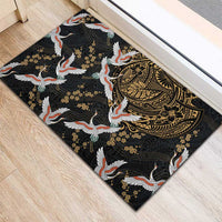 Hawaii and Japanese Together Rubber Doormat Cranes Birds with Kakau Pattern LT03 - Polynesian Pride