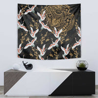 Hawaii and Japanese Together Tapestry Cranes Birds with Kakau Pattern LT03 - Polynesian Pride
