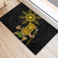 Hawaii and Philippines Together Rubber Doormat Warrior Tiki Mask and Filipino Sun Polynesian Style LT03 - Polynesian Pride