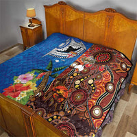 Fiji and Australia Together Quilt Fijian Tapa Plants with Kangaroo and Aboriginal - Polynesian Pride
