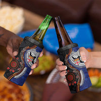 Fiji and Australia Together 4 in 1 Can Cooler Tumbler Kangaroo Aboriginal with Tribal Tapa Hibiscus Half Style - Polynesian Pride