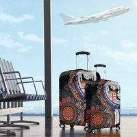 Fiji and Australia Together Luggage Cover Kangaroo Aboriginal with Tribal Tapa Hibiscus Half Style - Polynesian Pride