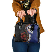 Fiji and Australia Together Shoulder Handbag Kangaroo Aboriginal with Tribal Tapa Hibiscus Half Style - Polynesian Pride