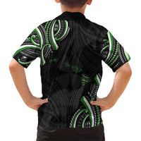 Traditional Art Hawaiian Kakau Tattoos Family Matching Off Shoulder Short Dress and Hawaiian Shirt Green Color - Polynesian Pride