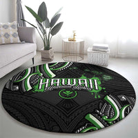 Traditional Art Hawaiian Kakau Tattoos Round Carpet Green Color - Polynesian Pride
