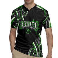 Traditional Art Hawaiian Kakau Tattoos Rugby Jersey Green Color - Polynesian Pride