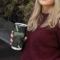 Traditional Art Hawaiian Kakau Tattoos Tumbler Cup Green Color - Polynesian Pride