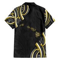 Traditional Art Hawaiian Kakau Tattoos Family Matching Short Sleeve Bodycon Dress and Hawaiian Shirt Yellow Color - Polynesian Pride