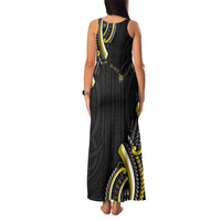 Traditional Art Hawaiian Kakau Tattoos Family Matching Tank Maxi Dress and Hawaiian Shirt Yellow Color - Polynesian Pride