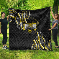 Traditional Art Hawaiian Kakau Tattoos Quilt Yellow Color - Polynesian Pride