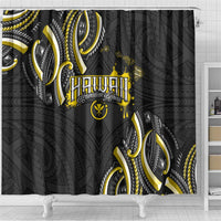 Traditional Art Hawaiian Kakau Tattoos Shower Curtain Yellow Color - Polynesian Pride