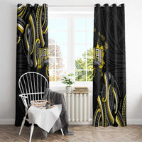 Traditional Art Hawaiian Kakau Tattoos Window Curtain Yellow Color - Polynesian Pride