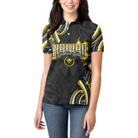 Traditional Art Hawaiian Kakau Tattoos Women Polo Shirt Yellow Color - Polynesian Pride