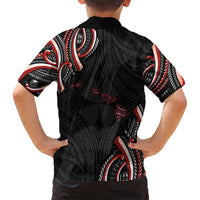 Traditional Art Hawaiian Kakau Tattoos Family Matching Off Shoulder Short Dress and Hawaiian Shirt Red Color - Polynesian Pride