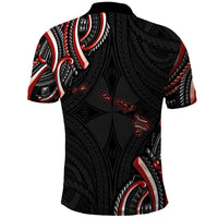 Traditional Art Hawaiian Kakau Tattoos Polo Shirt Red Color - Polynesian Pride