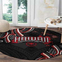 Traditional Art Hawaiian Kakau Tattoos Round Carpet Red Color - Polynesian Pride