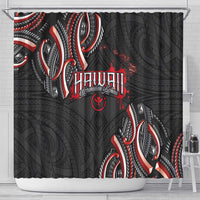 Traditional Art Hawaiian Kakau Tattoos Shower Curtain Red Color - Polynesian Pride