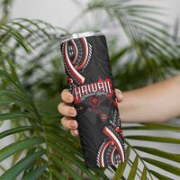 Traditional Art Hawaiian Kakau Tattoos Skinny Tumbler Red Color - Polynesian Pride