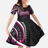 Traditional Art Hawaiian Kakau Tattoos Kid Short Sleeve Dress Pink Color LT03 KID Pink - Polynesian Pride