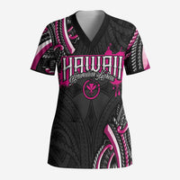 Traditional Art Hawaiian Kakau Tattoos Scrub Top Pink Color - Polynesian Pride