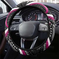 Traditional Art Hawaiian Kakau Tattoos Steering Wheel Cover Pink Color - Polynesian Pride