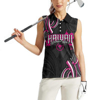 Traditional Art Hawaiian Kakau Tattoos Women Sleeveless Polo Shirt Pink Color - Polynesian Pride