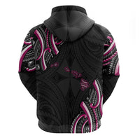 Traditional Art Hawaiian Kakau Tattoos Zip Hoodie Pink Color - Polynesian Pride