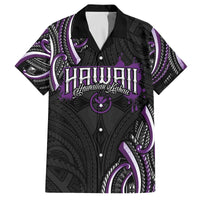 Traditional Art Hawaiian Kakau Tattoos Family Matching Off The Shoulder Long Sleeve Dress and Hawaiian Shirt Purple Color - Polynesian Pride