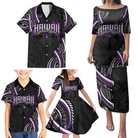 Traditional Art Hawaiian Kakau Tattoos Family Matching Puletasi and Hawaiian Shirt Purple Color - Polynesian Pride