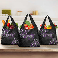 Traditional Art Hawaiian Kakau Tattoos Grocery Bag Purple Color - Polynesian Pride