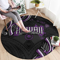 Traditional Art Hawaiian Kakau Tattoos Round Carpet Purple Color - Polynesian Pride
