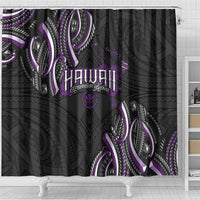 Traditional Art Hawaiian Kakau Tattoos Shower Curtain Purple Color - Polynesian Pride