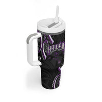 Traditional Art Hawaiian Kakau Tattoos Tumbler With Handle Purple Color - Polynesian Pride