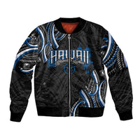 Traditional Art Hawaiian Kakau Tattoos Bomber Jacket Blue Color - Polynesian Pride