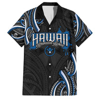 Traditional Art Hawaiian Kakau Tattoos Family Matching Short Sleeve Bodycon Dress and Hawaiian Shirt Blue Color - Polynesian Pride