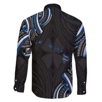 Traditional Art Hawaiian Kakau Tattoos Family Matching Short Sleeve Bodycon Dress and Hawaiian Shirt Blue Color - Polynesian Pride