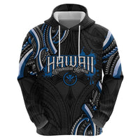 Traditional Art Hawaiian Kakau Tattoos Hoodie Blue Color - Polynesian Pride