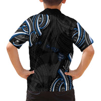 Traditional Art Hawaiian Kakau Tattoos Kid Hawaiian Shirt Blue Color - Polynesian Pride