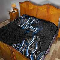 Traditional Art Hawaiian Kakau Tattoos Quilt Blue Color - Polynesian Pride