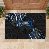 Traditional Art Hawaiian Kakau Tattoos Rubber Doormat Blue Color LT03 Blue - Polynesian Pride