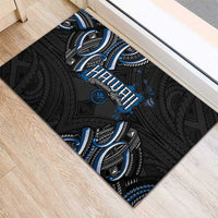 Traditional Art Hawaiian Kakau Tattoos Rubber Doormat Blue Color LT03 - Polynesian Pride