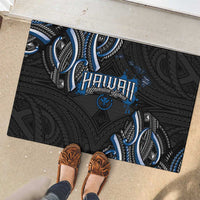 Traditional Art Hawaiian Kakau Tattoos Rubber Doormat Blue Color LT03 - Polynesian Pride