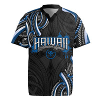 Traditional Art Hawaiian Kakau Tattoos Rugby Jersey Blue Color - Polynesian Pride
