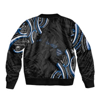 Traditional Art Hawaiian Kakau Tattoos Sleeve Zip Bomber Jacket Blue Color - Polynesian Pride