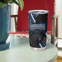 Traditional Art Hawaiian Kakau Tattoos Tumbler Cup Blue Color - Polynesian Pride