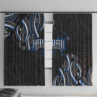 Traditional Art Hawaiian Kakau Tattoos Window Curtain Blue Color - Polynesian Pride